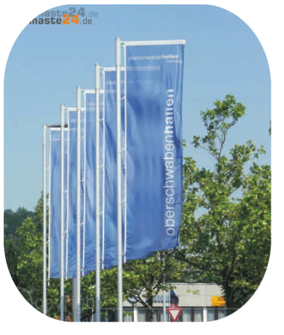 Auslegerfahnenmaste selbstrückstellend