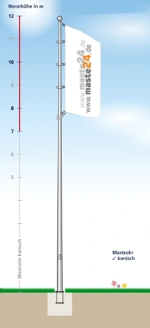 Edelstahl-Fahnenmast konische Form