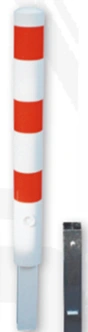 Absperrpfosten rund Ø 152 mm weiß mit roten Streifen