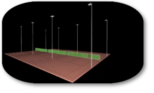 Lichttechnische Berechnung Flutlicht Tennisplatz 2-fach