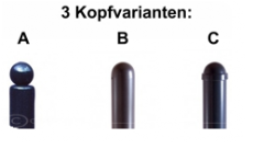 Stil-Absperrpfosten Ø 102 mm in verschiedenen Kopfvarianten