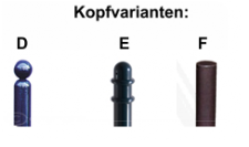 Stil-Absperrpfosten Ø 76 mm in verschiedenen Kopfvarianten