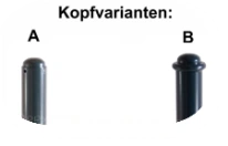 Stil-Absperrpfosten Ø 82 mm in verschiedenen Kopfvarianten